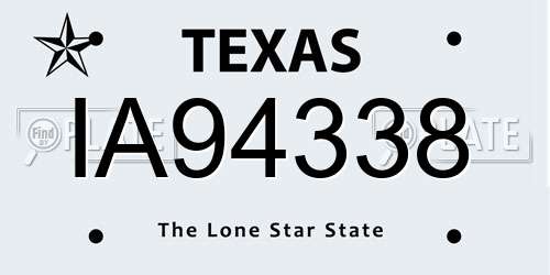 IA94338 Texas License Plate