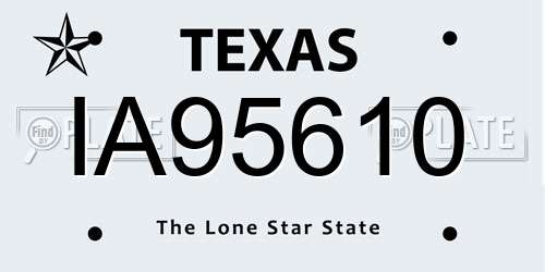 IA95610 Texas License Plate