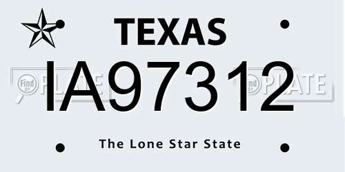 IA97312 Texas License Plate