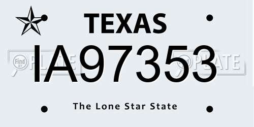 IA97353 Texas License Plate