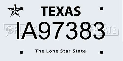 IA97383 Texas License Plate