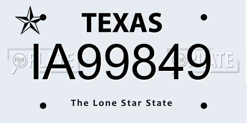 IA99849 Texas License Plate