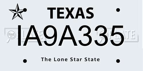 IA9A335 Texas License Plate