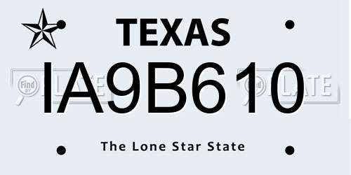 IA9B610 Texas License Plate