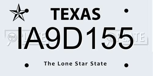 IA9D155 Texas License Plate