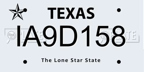 IA9D158 Texas License Plate