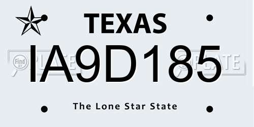 IA9D185 Texas License Plate