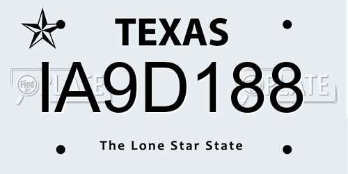 IA9D188 Texas License Plate