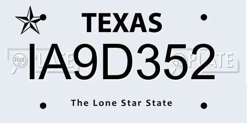 IA9D352 Texas License Plate