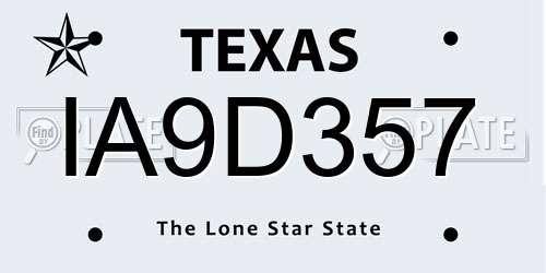 IA9D357 Texas License Plate