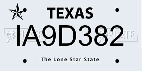 IA9D382 Texas License Plate