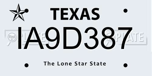 IA9D387 Texas License Plate