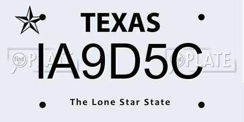 IA9D5C Texas License Plate