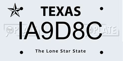 IA9D8C Texas License Plate
