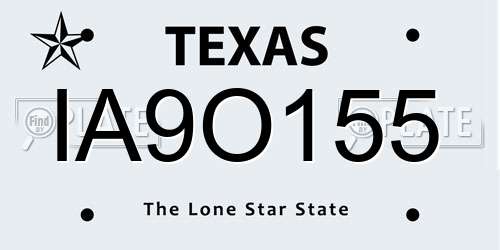 IA9O155 Texas License Plate