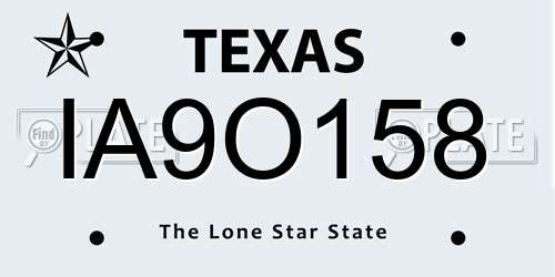 IA9O158 Texas License Plate