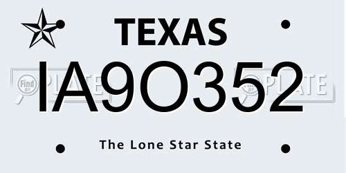 IA9O352 Texas License Plate