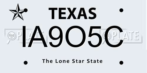 IA9O5C Texas License Plate