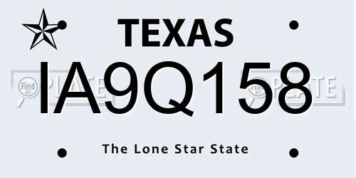 IA9Q158 Texas License Plate