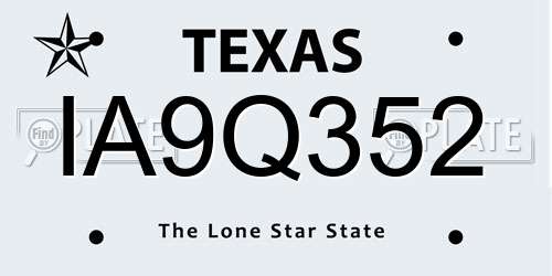 IA9Q352 Texas License Plate