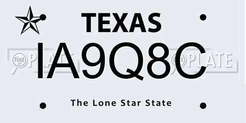 IA9Q8C Texas License Plate