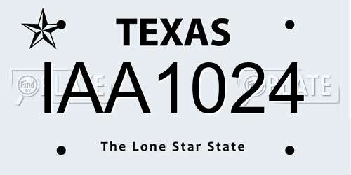 IAA1024 Texas License Plate