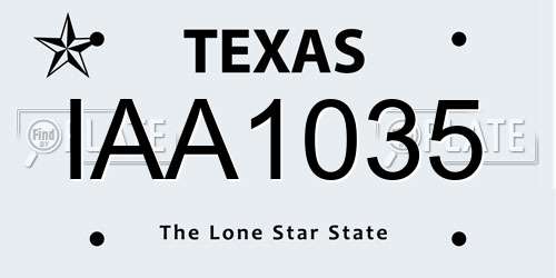 IAA1035 Texas License Plate