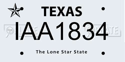 IAA1834 Texas License Plate