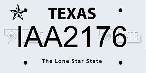 IAA2176 Texas License Plate
