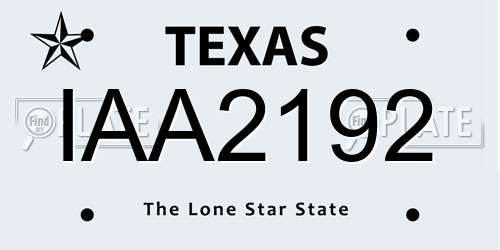 IAA2192 Texas License Plate