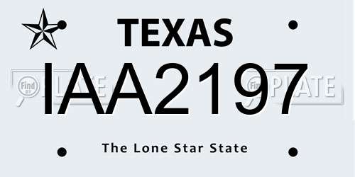 IAA2197 Texas License Plate