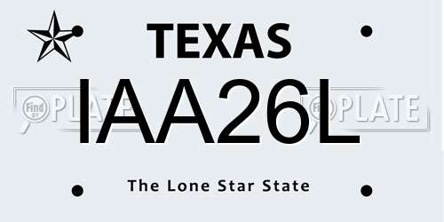 IAA26L Texas License Plate