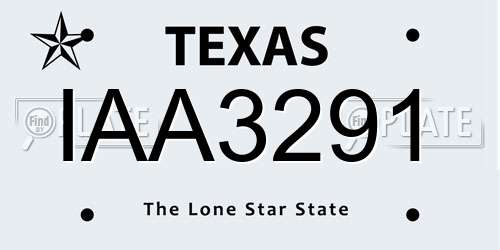 IAA3291 Texas License Plate