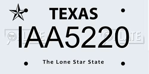 IAA5220 Texas License Plate
