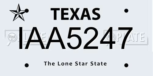 IAA5247 Texas License Plate
