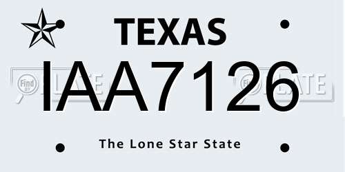 IAA7126 Texas License Plate