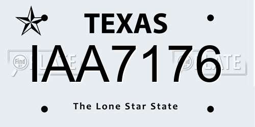 IAA7176 Texas License Plate