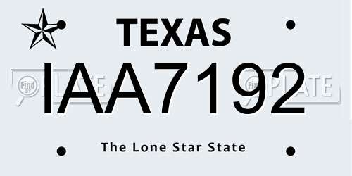 IAA7192 Texas License Plate