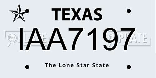 IAA7197 Texas License Plate
