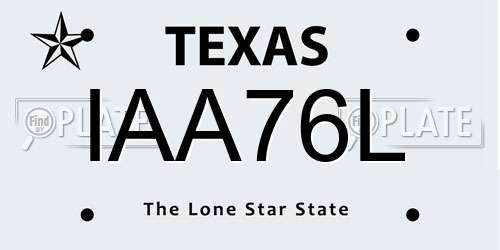 IAA76L Texas License Plate