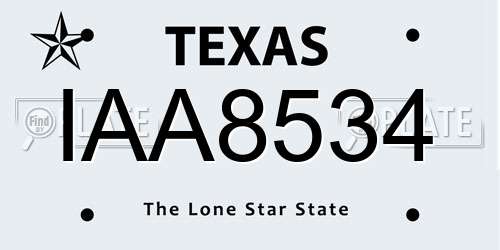 IAA8534 Texas License Plate