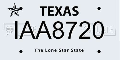 IAA8720 Texas License Plate
