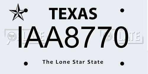 IAA8770 Texas License Plate