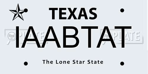 IAABTAT Texas License Plate