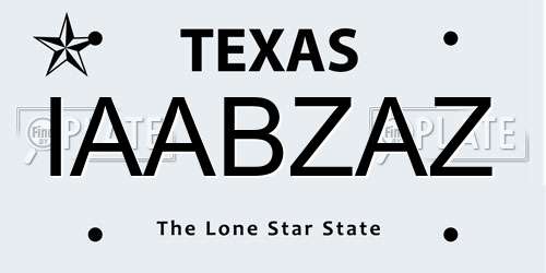 IAABZAZ Texas License Plate