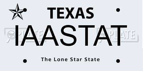 IAASTAT Texas License Plate