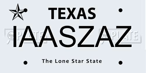 IAASZAZ Texas License Plate