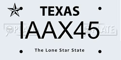 IAAX45 Texas License Plate