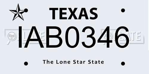 IAB0346 Texas License Plate