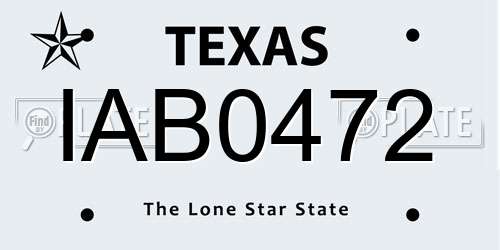 IAB0472 Texas License Plate